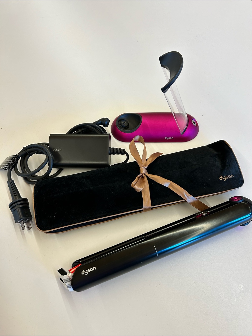 Dyson Corrale Hair Straightener Black Nickel/Fuchsia w/ Dock, Cord & Travel Case